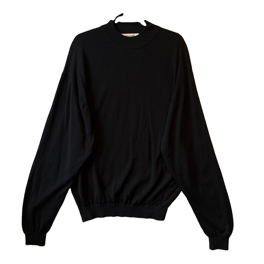 Pronto Uomo‎ Black Silk Cotton Mock Neck Knit Sweater XLT Quiet Luxury Old Money